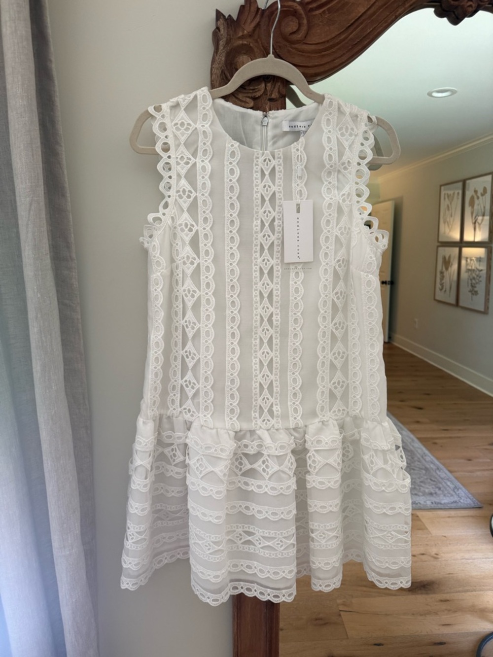 Endless Rose- White Lace Sleeveless Drop-Waist Dress